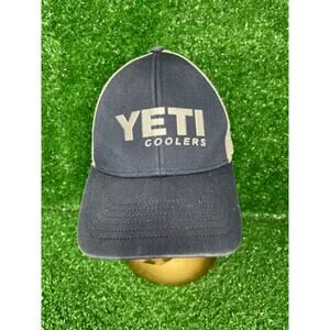 YETI Coolers Navy/White Mesh Snapback Trucker Cap Embroidered